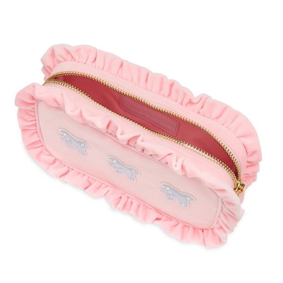 Stoney Clover Lane Airplane Embroidered Velvet Ruffle Small Pouch - Picture 2 of 6
